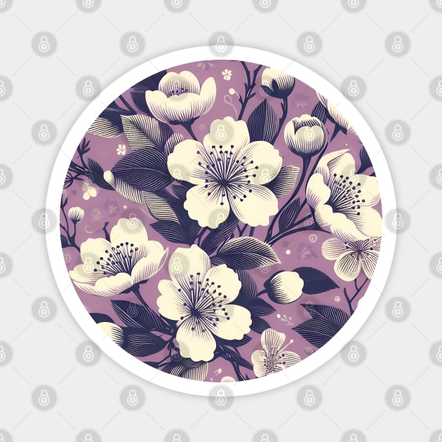 Purple Floral Magnet by Jenni Arts